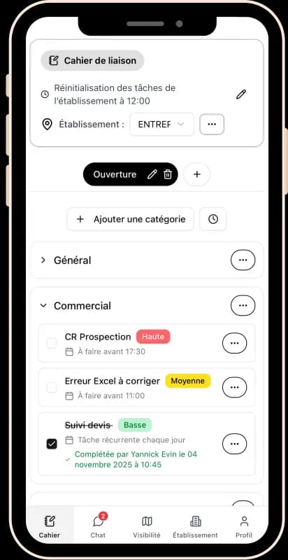 Aperçu application KAHIER